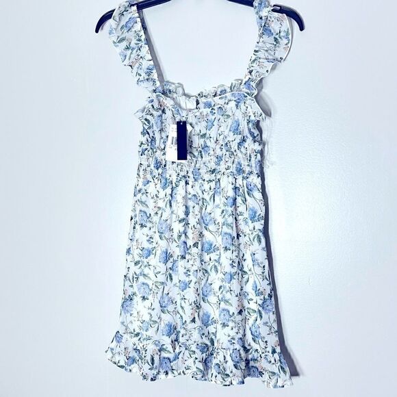 TRIXXI Juniors' Printed Smocked-Waist Floral Ruffled Mini Dress size XS - Picture 8 of 10